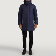 
Moore Blau Hooded Parka für Herren - Seitenansicht mit ergonomischem Ärmelschnitt & sportlicher Passform
