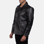 Black Cowhide leather Blazer - Rückansicht mit passgenauen Schultern &amp; sauberem Saum