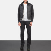 
Nashville Gesteppt Schwarz Windbreaker Lederjacke für Herren - Seitenansicht mit ergonomischem Ärmelschnitt & sportlicher Passform