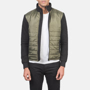 
Nashville Gesteppt Grün Windbreaker Lederjacke für Herren - Vorderansicht & maßgeschneiderte Silhouette | Online Kaufen
