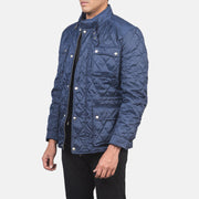 Blue Nylon Winter Jacket - Rückansicht mit passgenauen Schultern &amp; sauberem Saum