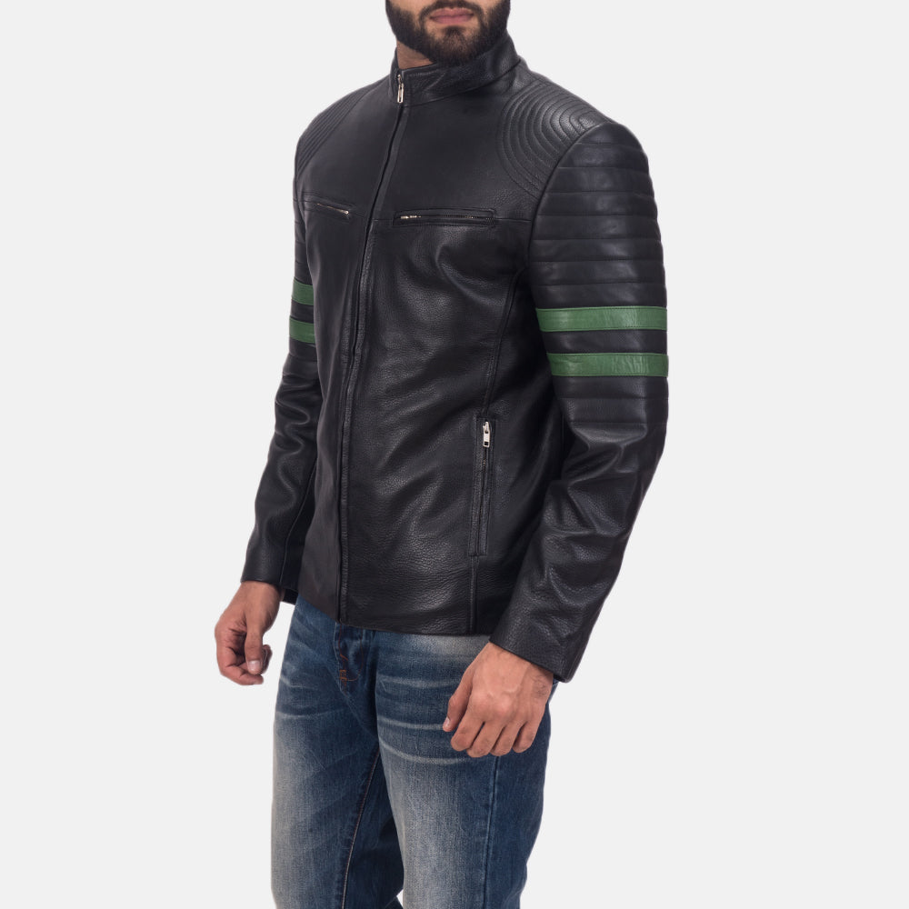 Black Cowhide Leather Biker Jacket - Rückansicht mit passgenauen Schultern &amp; sauberem Saum