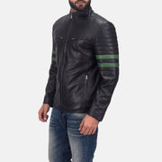 Black Cowhide Leather Biker Jacket - Rückansicht mit passgenauen Schultern &amp; sauberem Saum