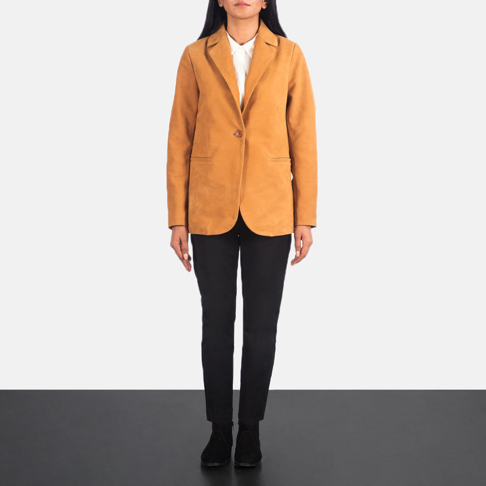 Women's Norma Brown Suede Blazer - Seitenansicht mit ergonomischem Ärmelschnitt