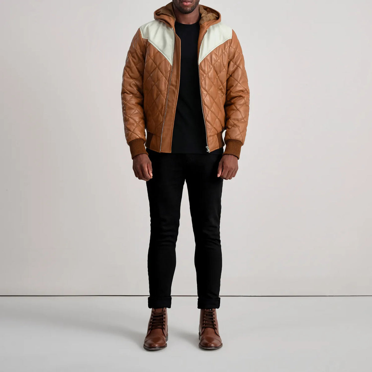 
Norman Lederjacke Hellbraun Puffer Lederjacke für Herren – alternate product view 3
