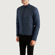 Navy Blue Nylon Winter Jacket - Rückansicht mit passgenauen Schultern &amp; sauberem Saum