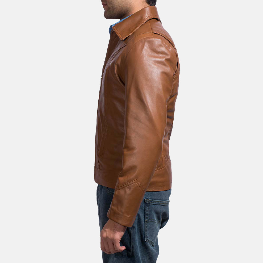 Brown Sheepskin leather Jacket - Rückansicht mit passgenauen Schultern &amp; sauberem Saum