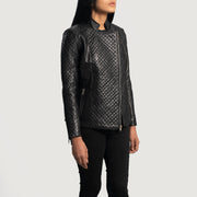 Black Sheepskin Leather Biker Jacket - Rückansicht mit passgenauen Schultern &amp; sauberem Saum