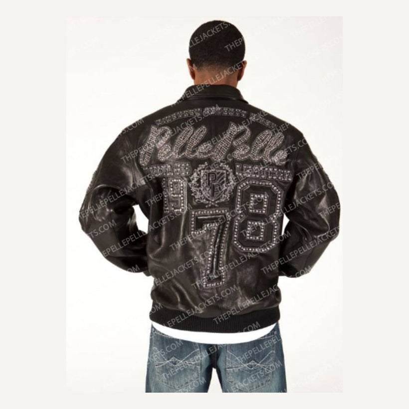 Encrusted Varsity Lederjacke für Damen