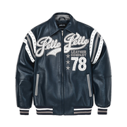 
Encrusted Varsity Lederjacke (Navy) für Damen