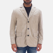 
Professor By Day Suede Lederblazer für Herren in Off White (Greyish) Goatskin Suede - Vorderansicht & maßgeschneiderte Silhouette | Online Kaufen
