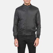 Detailansicht of Band &amp; Zipper with wind flap Hardware on Men's Ramon Schwarz Leder-Bomberjacke für Herren