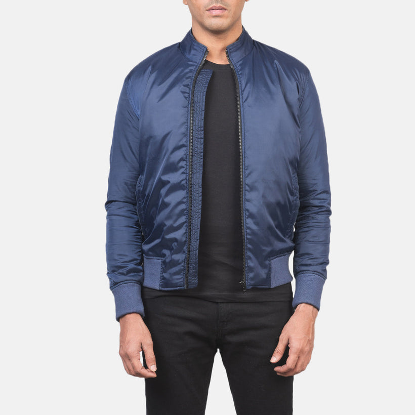 Ramon Blau Leder-Bomberjacke für Herren