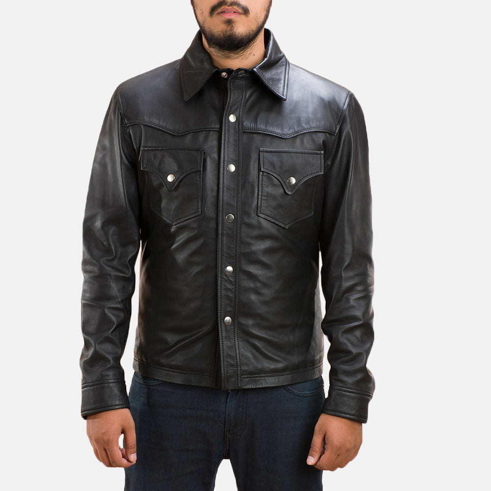 Black Sheepskin leather Jacket - Rückansicht mit passgenauen Schultern &amp; sauberem Saum