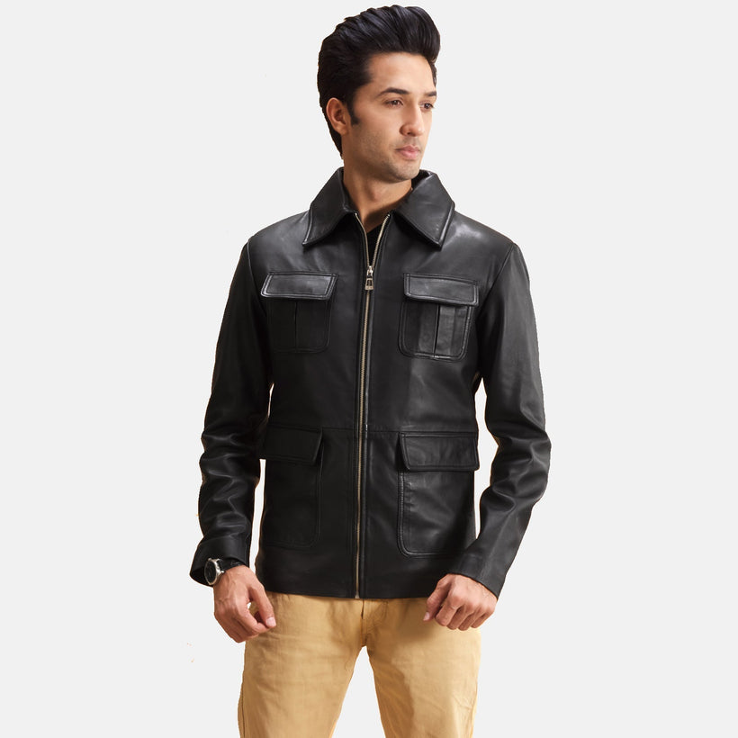 Raven Schwarz Lederjacke für Herren
