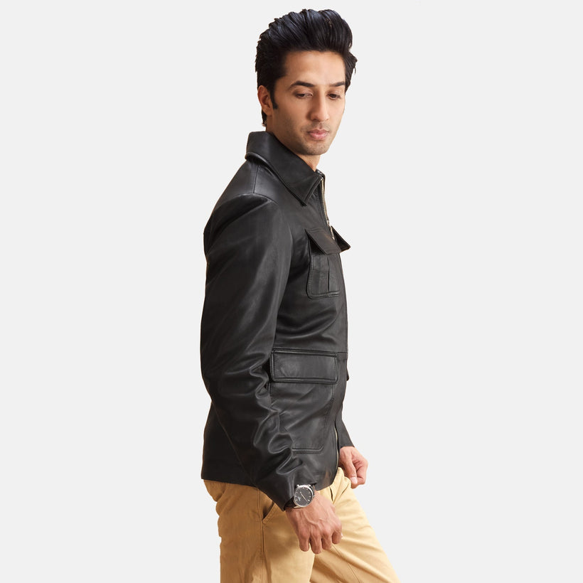 Raven Schwarz Lederjacke für Herren