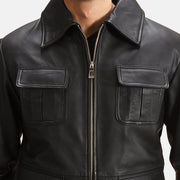 Raven Schwarz Lederjacke für Herren - Seitenansicht mit ergonomischem Ärmelschnitt