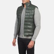 
Green Sheepskin leather Vest - Rückansicht mit passgenauen Schultern & sauberem Saum