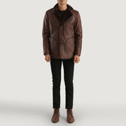 Detailansicht of Notch &amp; Button Hardware on Men's Rocky Braun Fur Ledermantel für Herren