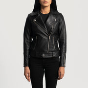 Rumy Kastanienbraun Leder-Bikerjacke für Damen – Zusätzliche Produktansicht 4
