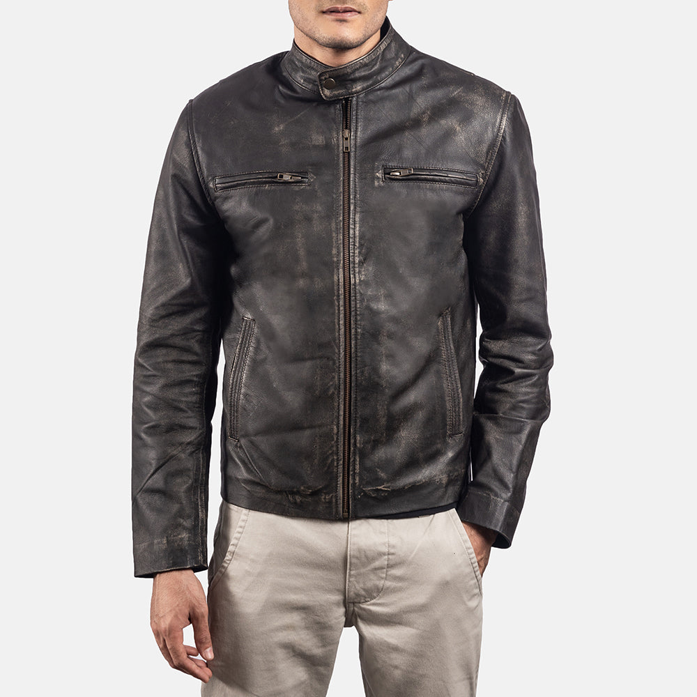 Rustic Leder-Bikerjacke für Herren – Zusätzliche Produktansicht 3