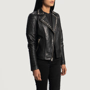 
Black Sheepskin Leather Biker Jacket - Rückansicht mit passgenauen Schultern & sauberem Saum