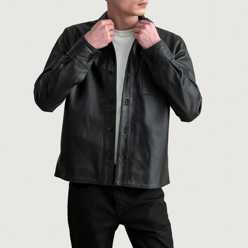 Scout Schwarz Leather Shirt für Herren