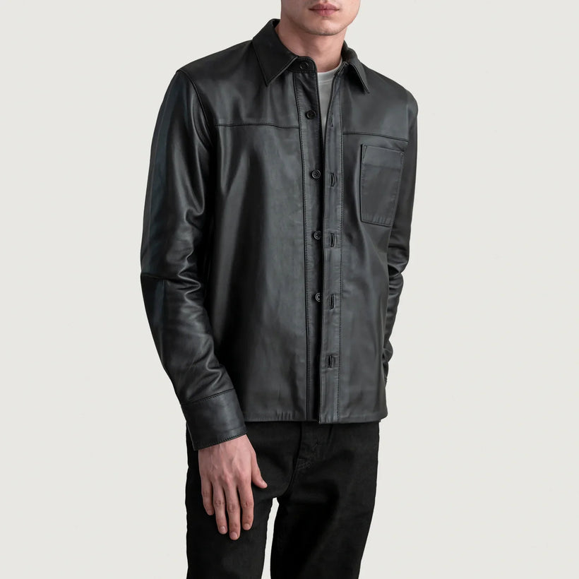 Scout Schwarz Leather Shirt für Herren