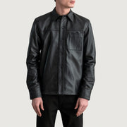 
Scout Schwarz Leather Shirt für Herren - Seitenansicht mit ergonomischem Ärmelschnitt & sportlicher Passform