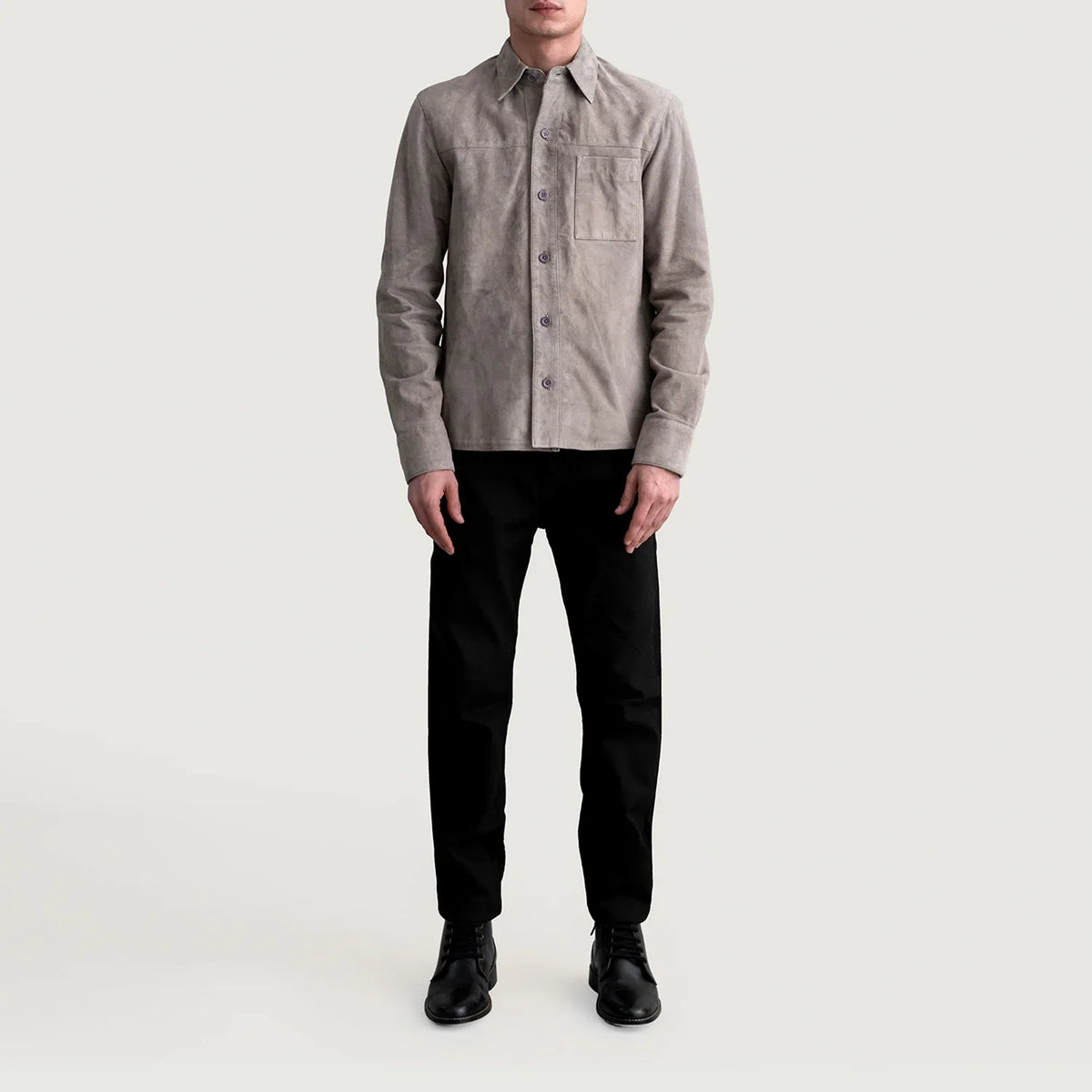 
Detailansicht of Shirt & Buttons Hardware on Scout Grau Suede Leather Shirt für Herren