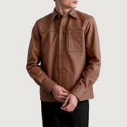 
Scout Matte Braun Leather Shirt für Herren - Seitenansicht mit ergonomischem Ärmelschnitt & sportlicher Passform