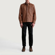 
Detailansicht of Shirt & Buttons Hardware on Scout Matte Braun Leather Shirt für Herren