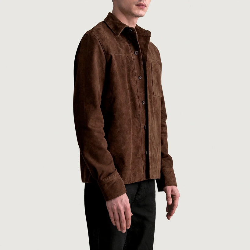Scout Mocha Suede Leather Shirt für Herren