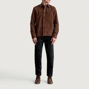 Detailansicht of Shirt &amp; Buttons Hardware on Scout Mocha Suede Leather Shirt für Herren
