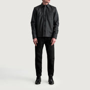 
Detailansicht of Shirt & Buttons Hardware on Scout Tumbled Schwarz Leather Shirt für Herren