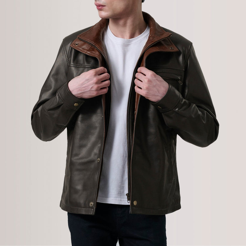 Sean Braun Leather Classic Lederjacke für Herren