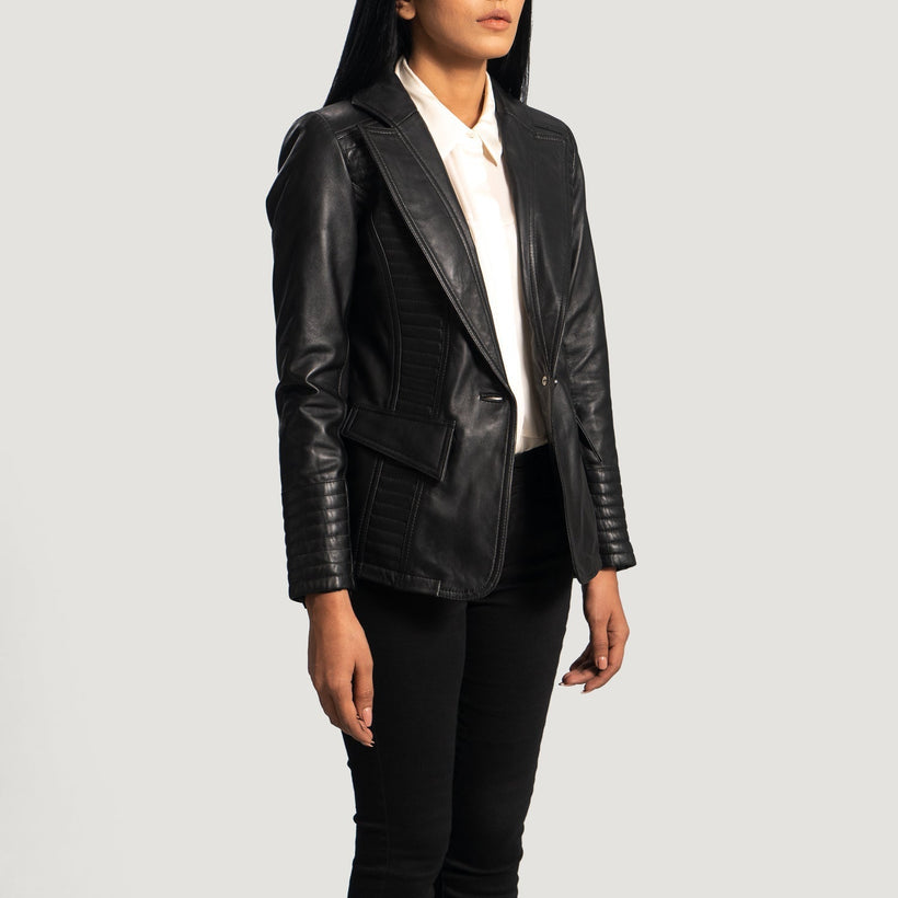 Selina Schwarz Lederblazer für Damen