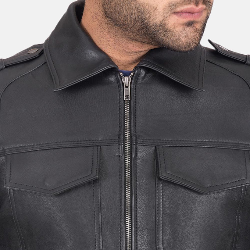 Sergeant Schwarz Lederjacke für Herren