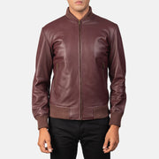 
Detailansicht of Varsity & Zipper Hardware on Shane Kastanienbraun Leder-Bomberjacke für Herren