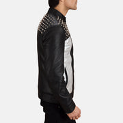 Black Sheepskin Leather Biker Jacket - Rückansicht mit passgenauen Schultern &amp; sauberem Saum