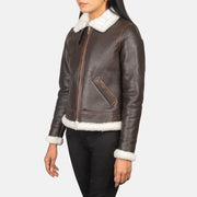 Sherilyn B-3 Schwarz Leder-Bomberjacke für Damen – Zusätzliche Produktansicht 2