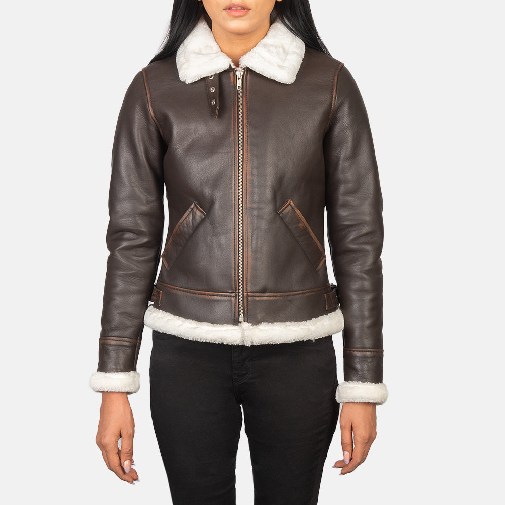 Sherilyn B-3 Schwarz Leder-Bomberjacke für Damen – Zusätzliche Produktansicht 4