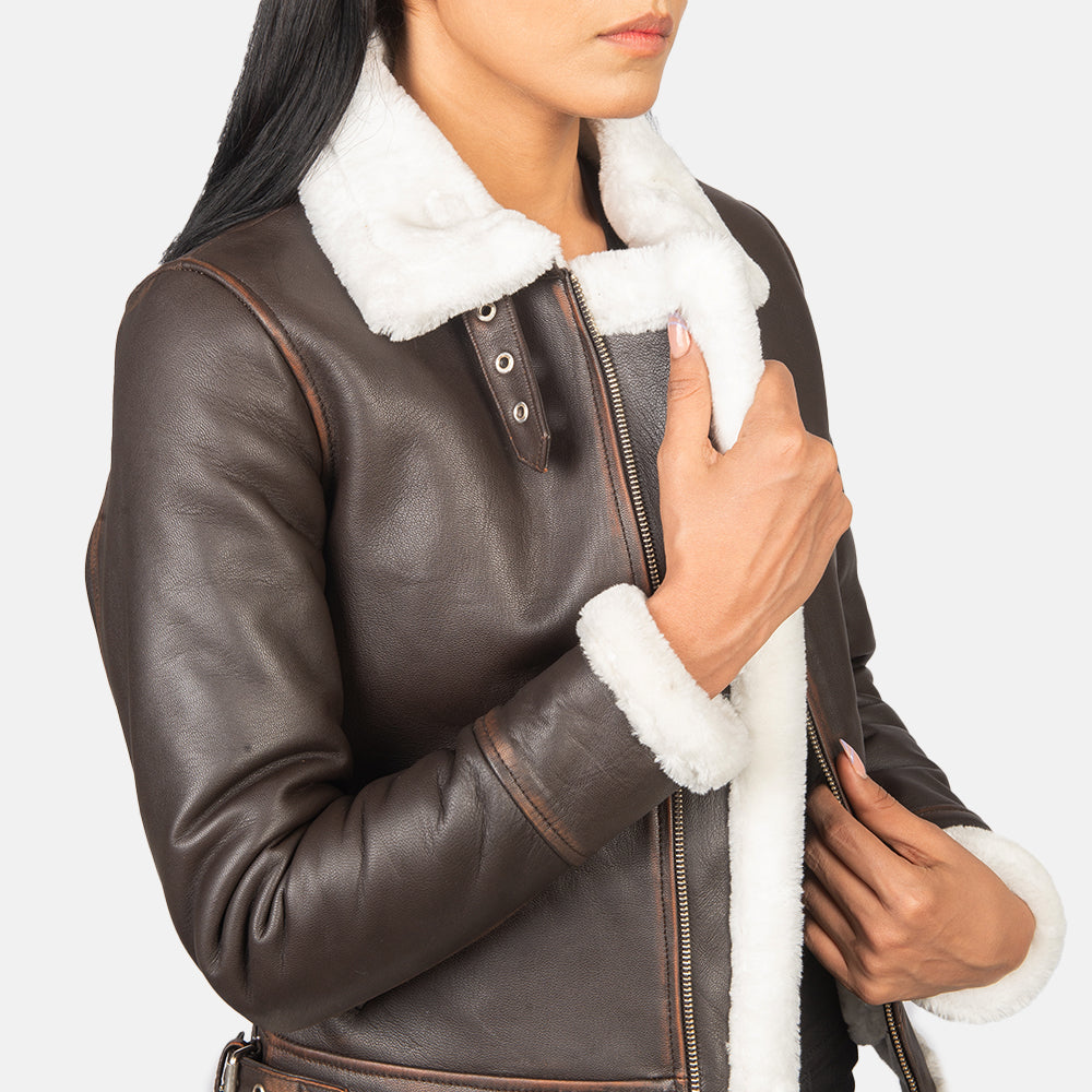Sherilyn B-3 Schwarz Leder-Bomberjacke für Damen – Zusätzliche Produktansicht 6