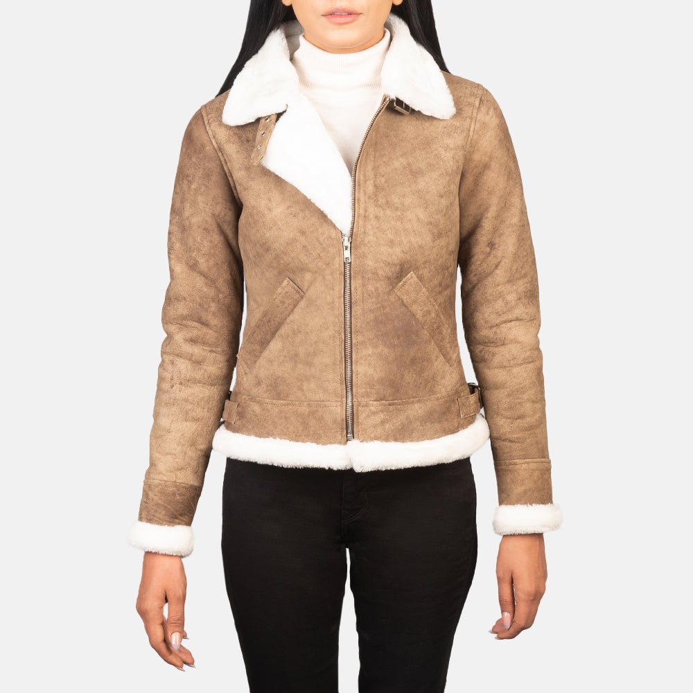 Sherilyn B-3 Schwarz Leder-Bomberjacke für Damen – Zusätzliche Produktansicht 1
