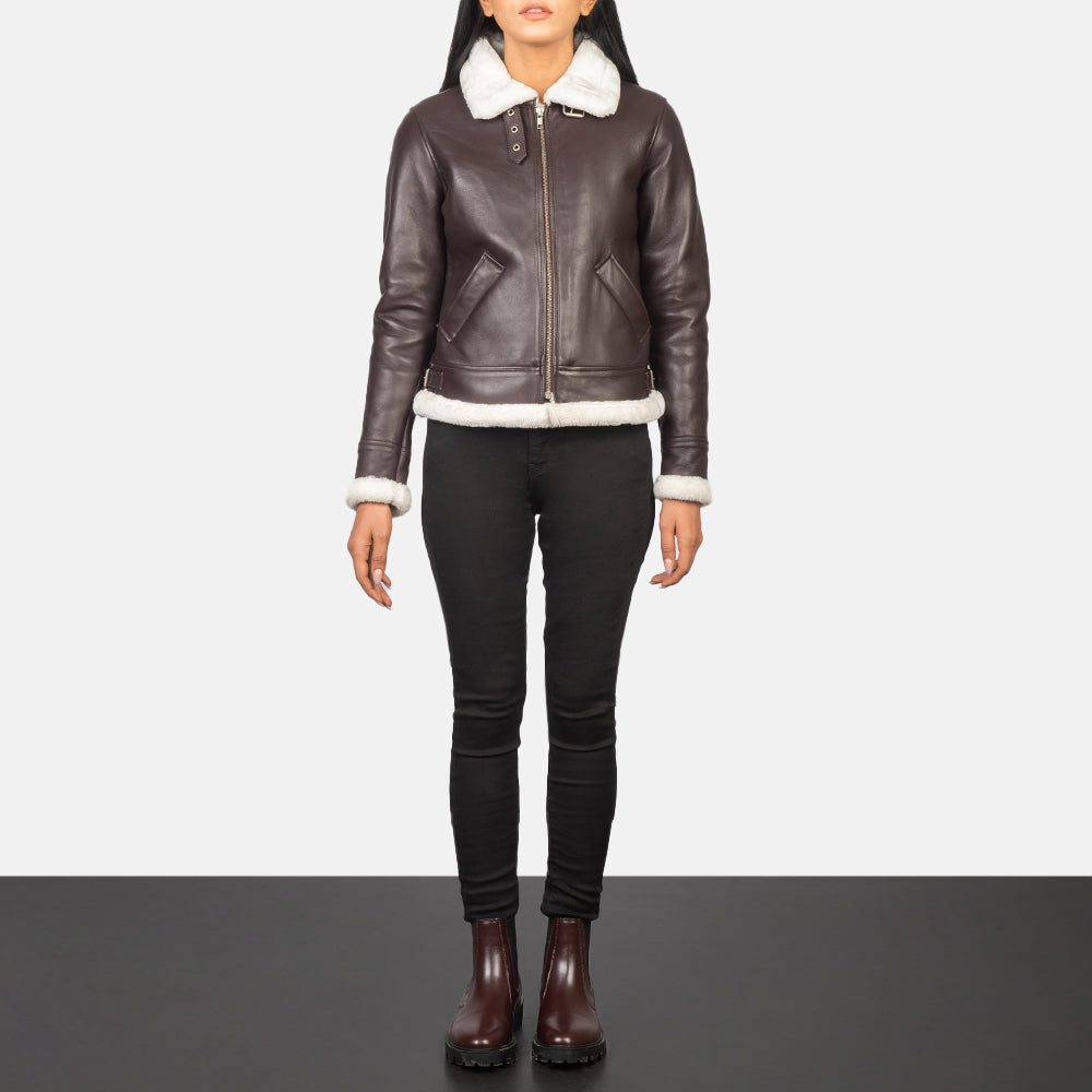 Sherilyn B-3 Schwarz Leder-Bomberjacke für Damen – Zusätzliche Produktansicht 3