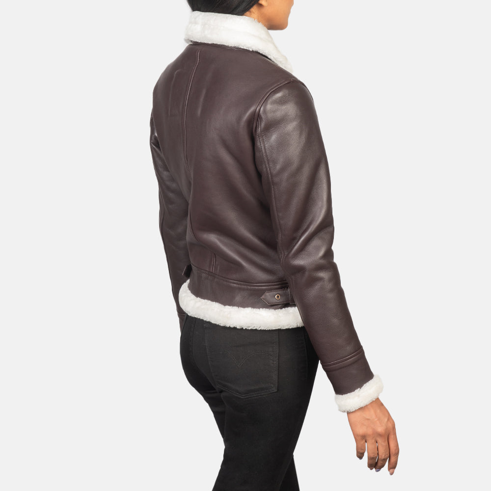 Sherilyn B-3 Schwarz Leder-Bomberjacke für Damen – Zusätzliche Produktansicht 5