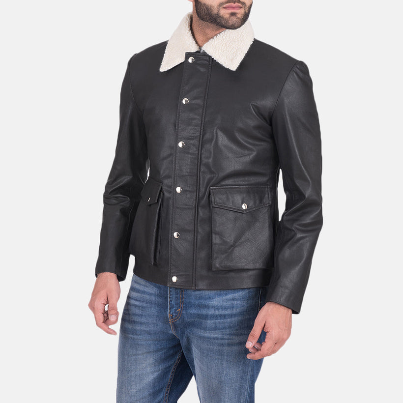 Snow Cole Schwarz Lederjacke für Herren