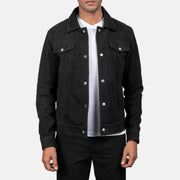 
Stallon Black Suede Jacket in Black Goatskin Suede - Vorderansicht & maßgeschneiderte Silhouette | Online Kaufen