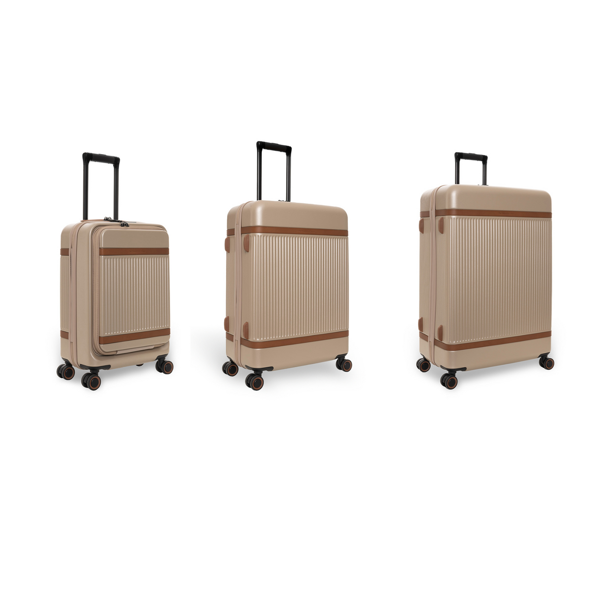Hand Luggage Suitcase Front Pocket Zuna in Classic 100% Full-Grain Leather - Vorderansicht &amp; maßgeschneiderte Silhouette | Online Kaufen