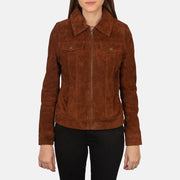 
Brown Goatskin suede Jacket - Rückansicht mit passgenauen Schultern & sauberem Saum
